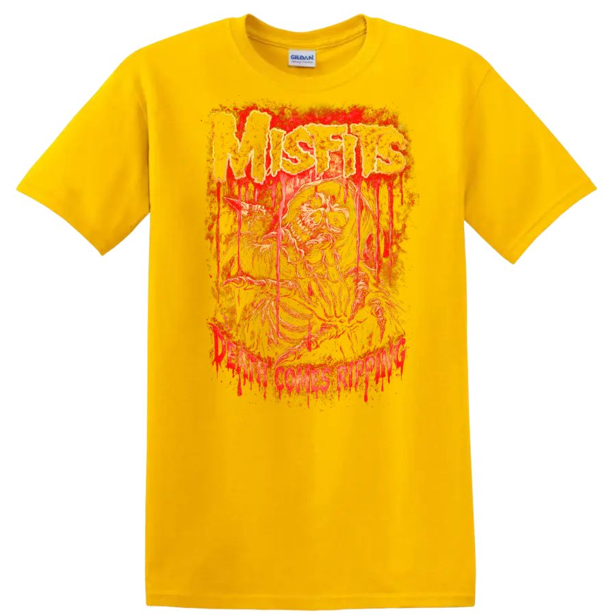 Misfits Horror Skull Heavy Metal Retro Rock T Shirt - Daisy (Yellow)
