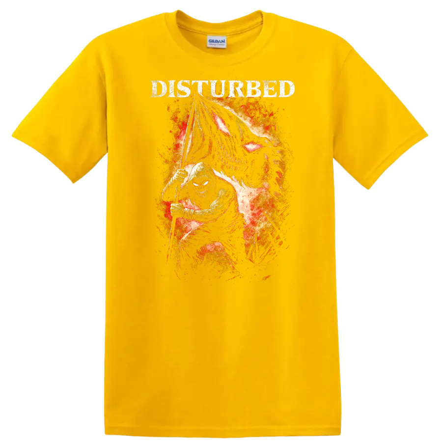 Disturbed Heavy Metal Album Style Skull Reaper Graphic T Shirt - Daisy (Yellow)