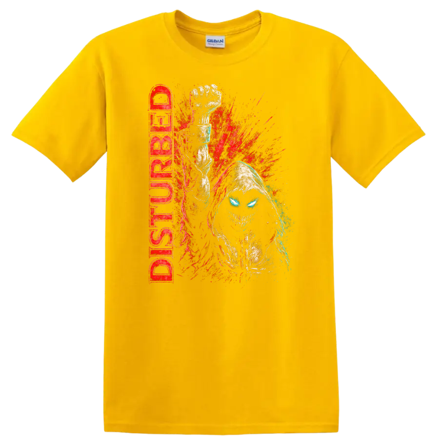 Disturbed Retro Heavy Metal Album Cover Style T Shirt for Rock Fans - Daisy (Yellow)