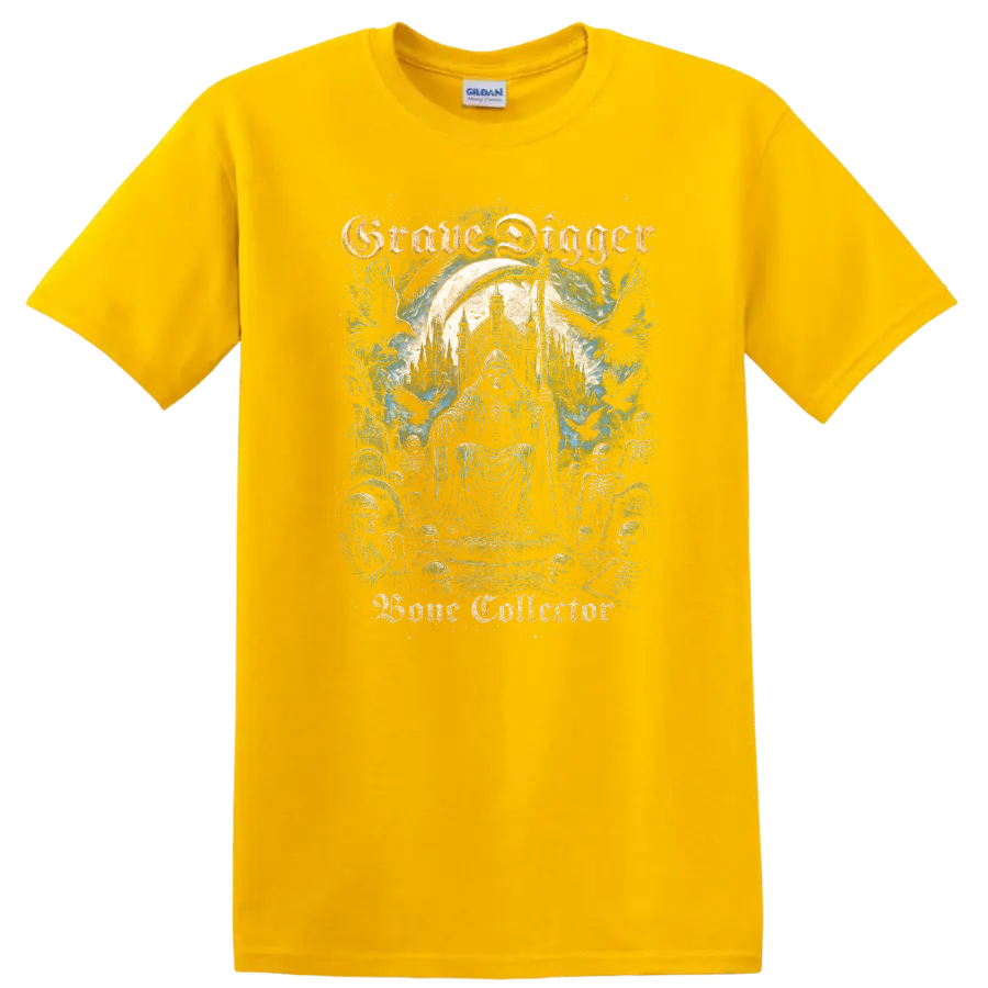Grave Digger Gothic Skeleton Heavy Metal Band Style T Shirt - Daisy (Yellow)