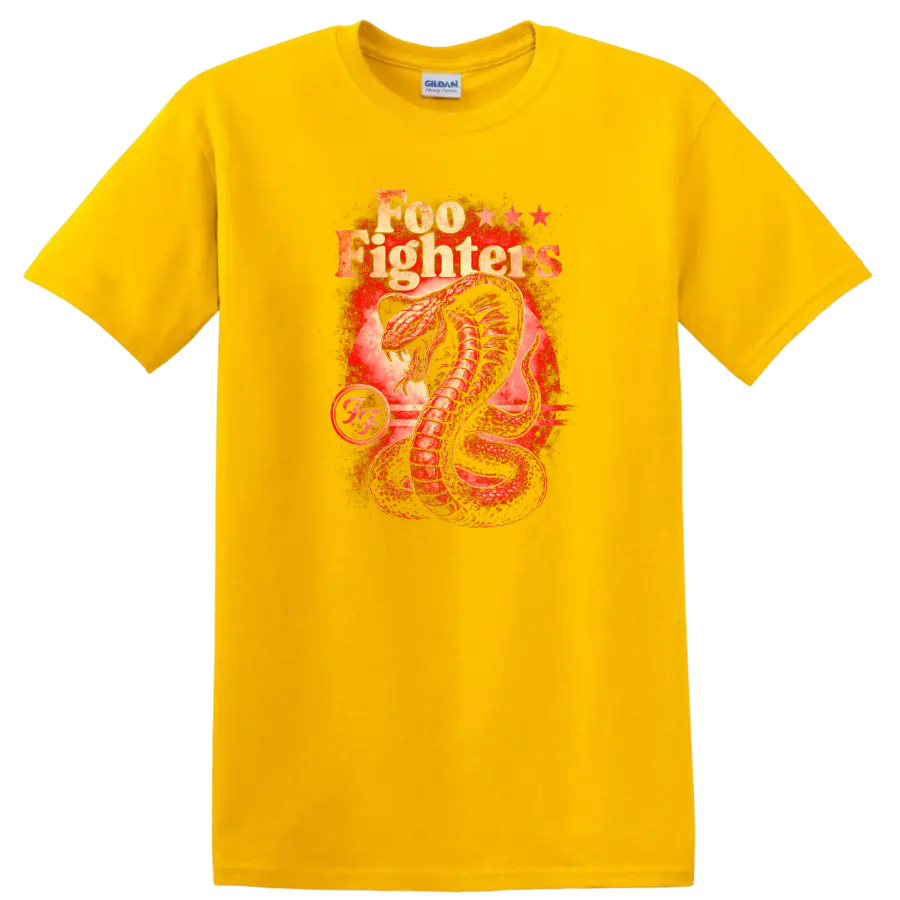 Foo Fighters Retro Heavy Metal Cobra Album Cover Style T Shirt - Daisy (Yellow)