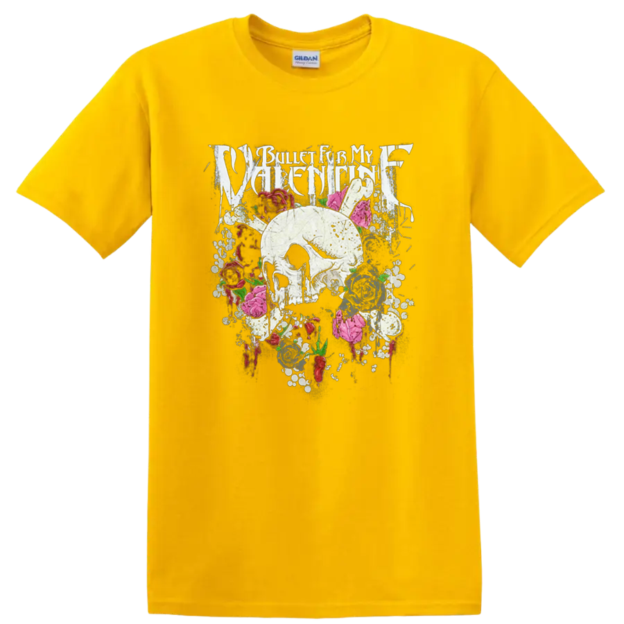 Bullet for My Valentine skull and roses graphic print T - Daisy (Yellow)