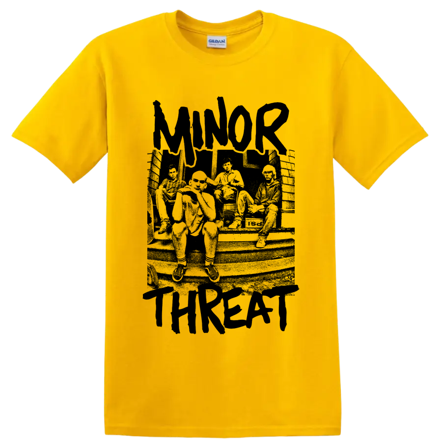 Minor Threat hardcore punk band graphic print on a Daisy (Yellow) T Shirt
