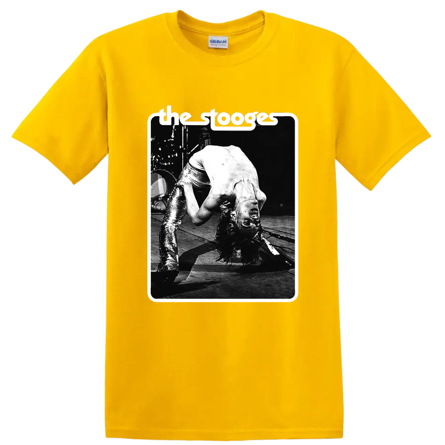 The Stooges black-and-white punk rock live performance graphic on a Daisy (Yellow) T Shirt