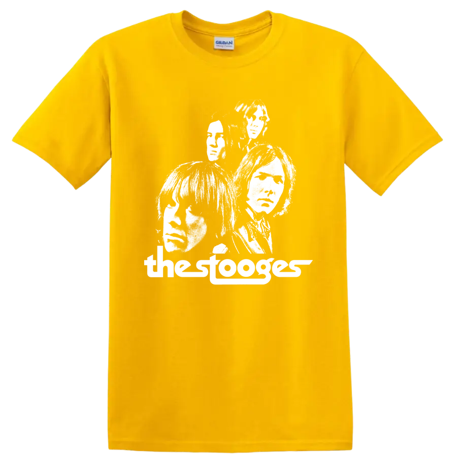 The Stooges high-contrast punk rock band portrait graphic on a Daisy (Yellow) T Shirt