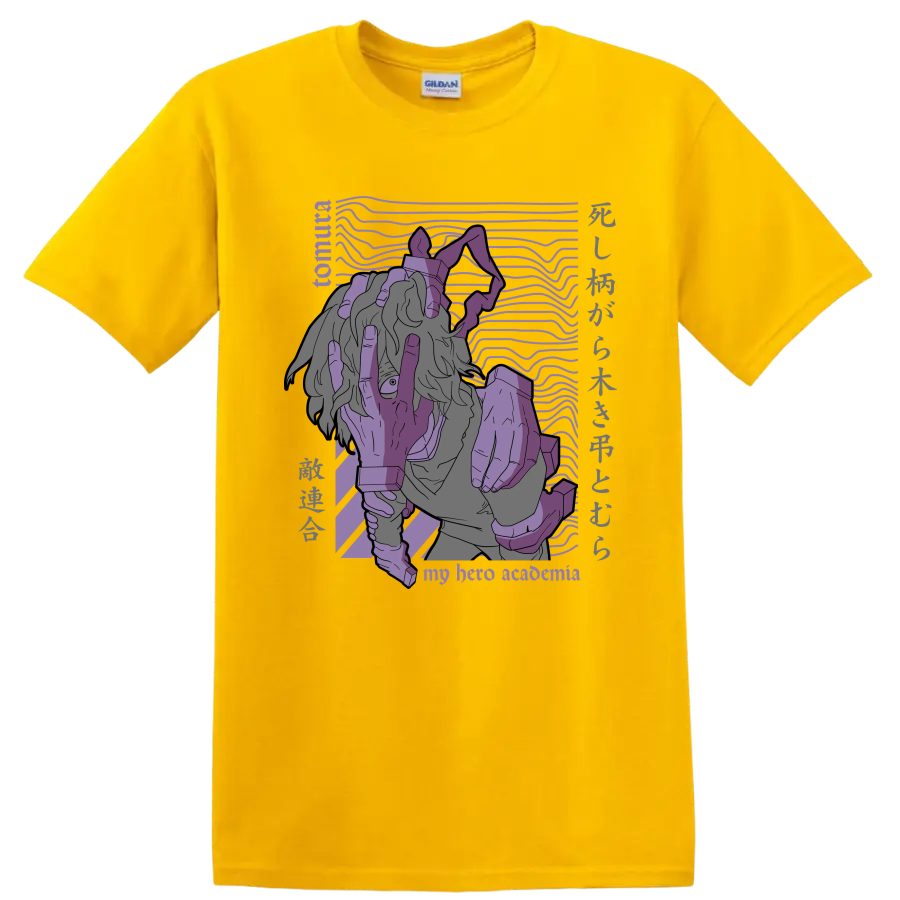 Tomura Shigaraki purple manga-style portrait with signature hand imagery on a Daisy (Yellow) T Shirt