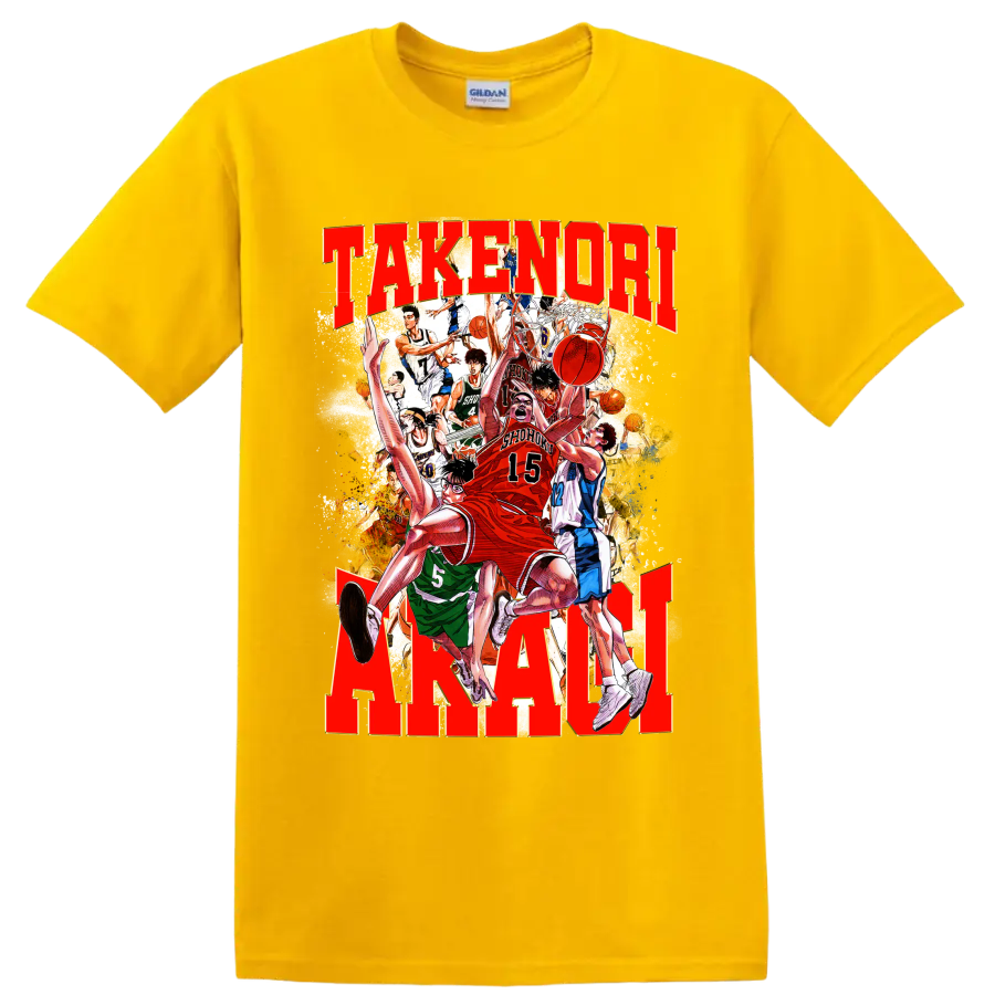Hanamichi Sakuragi and Shohoku Slam Dunk manga basketball action collage on a Daisy (Yellow) T Shirt