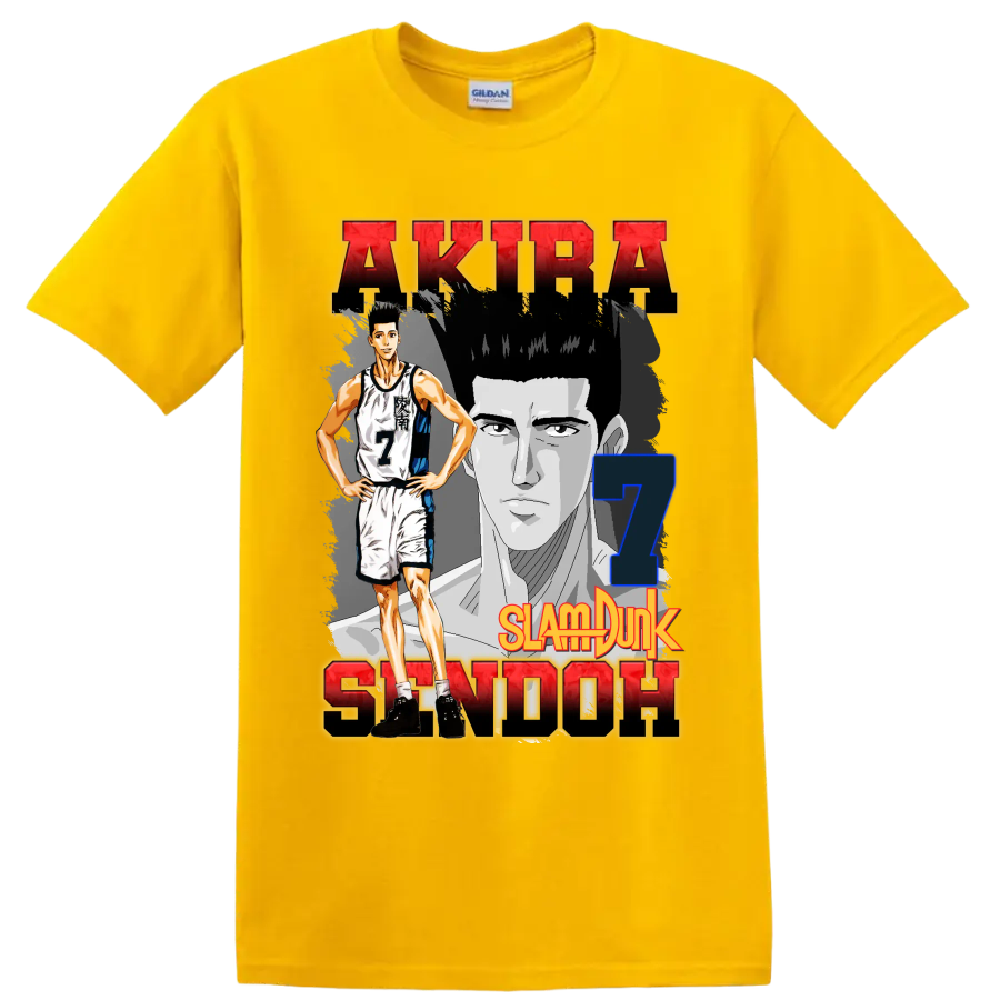Akira Sendoh Slam Dunk manga basketball graphic with number 7 portrait art on a Daisy (Yellow) T Shirt
