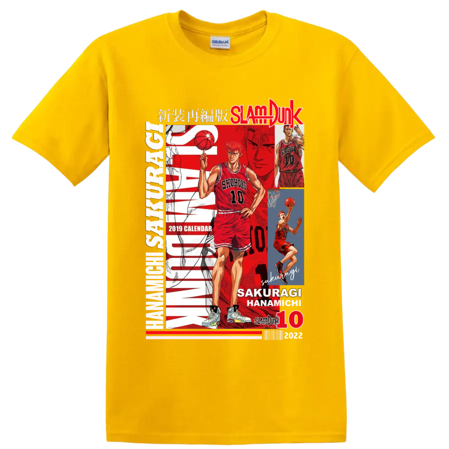 Hanamichi Sakuragi Slam Dunk Shohoku No. 10 manga basketball collage on a Daisy (Yellow) T Shirt