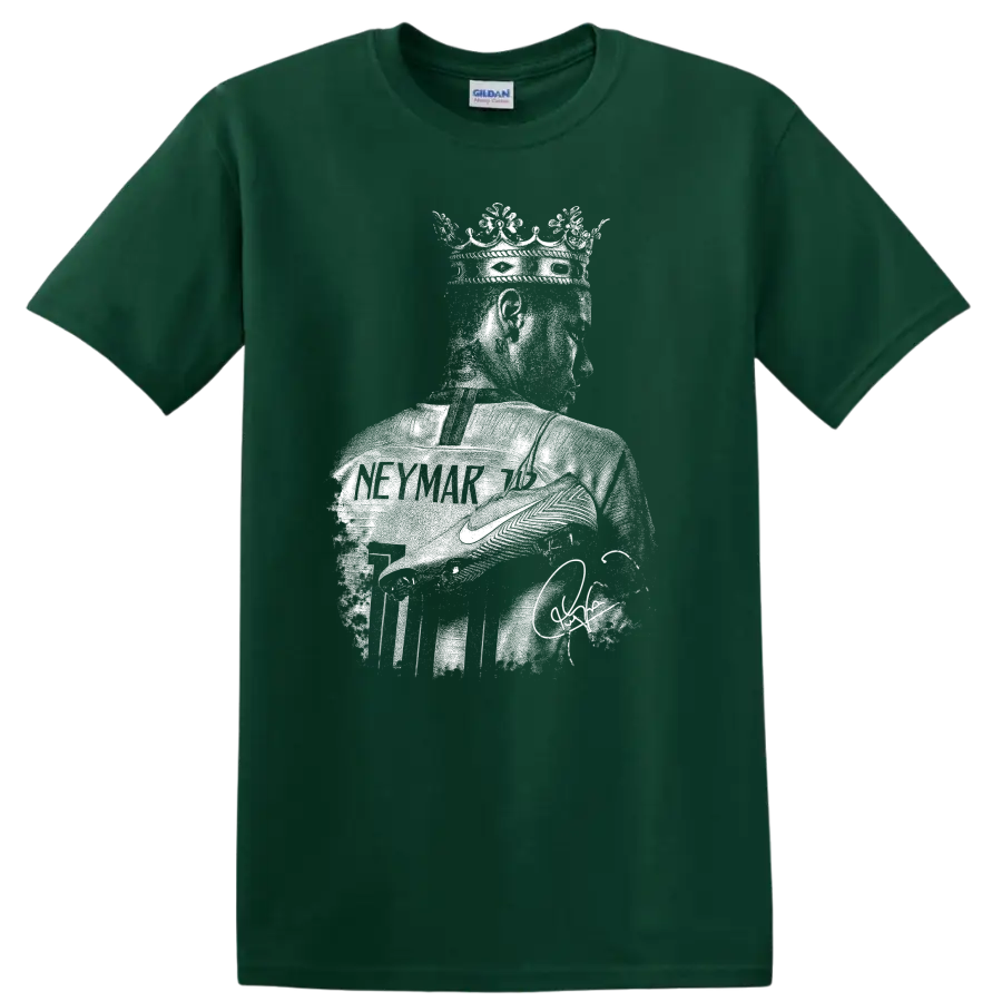 Retro Neymar soccer legend portrait graphic T - Forest Green