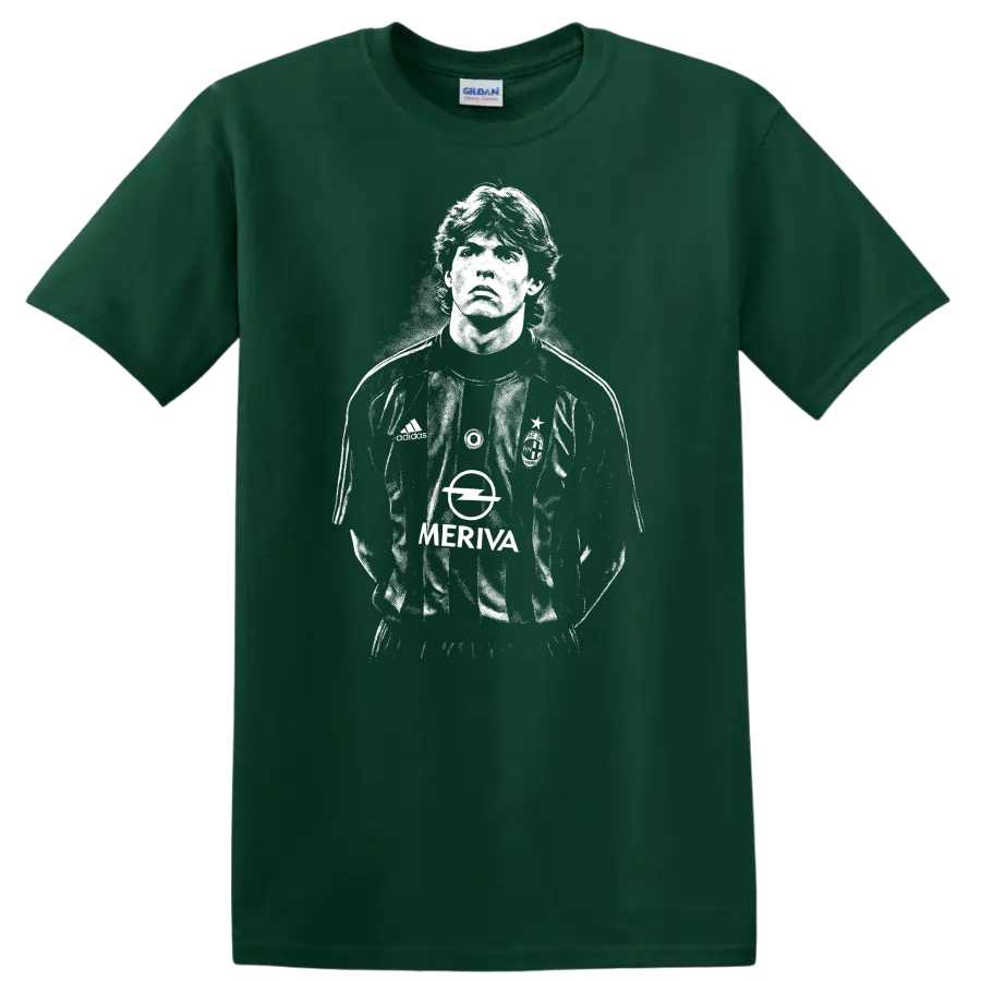 Retro black and white soccer legend portrait style graphic of Ricardo Kaká T - Forest Green