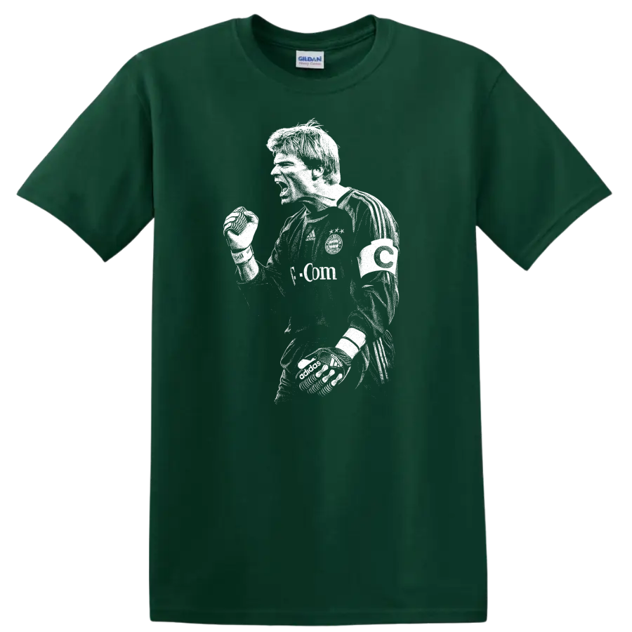 Black and white retro soccer portrait of Oliver Kahn on a T - Forest Green