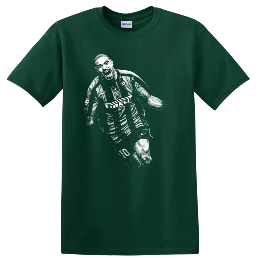 Retro soccer legend portrait of Adriano Leite Ribeiro on a T - Forest Green