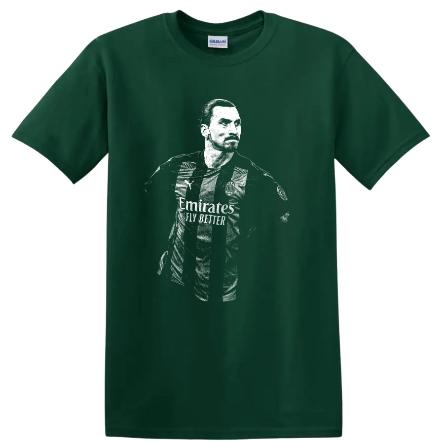 Retro soccer portrait of Zlatan Ibrahimović legend style T - Forest Green
