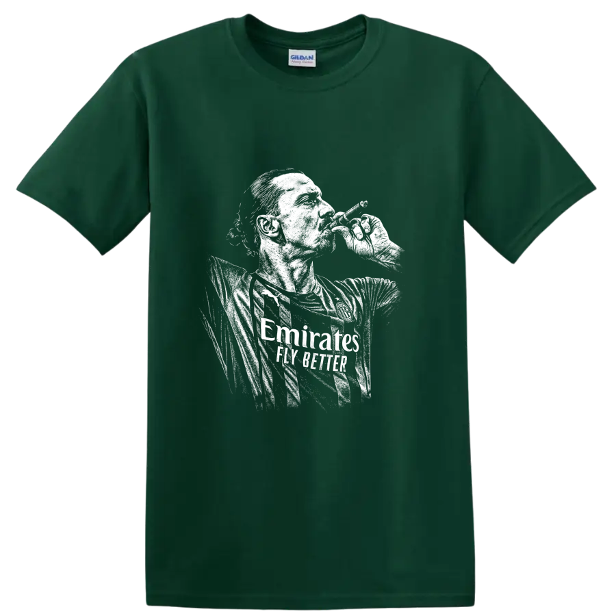 Retro soccer portrait of Zlatan Ibrahimović style graphic T - Forest Green