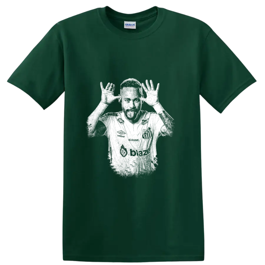 Retro soccer player portrait of Neymar Jr legend style T Shirt - Forest Green
