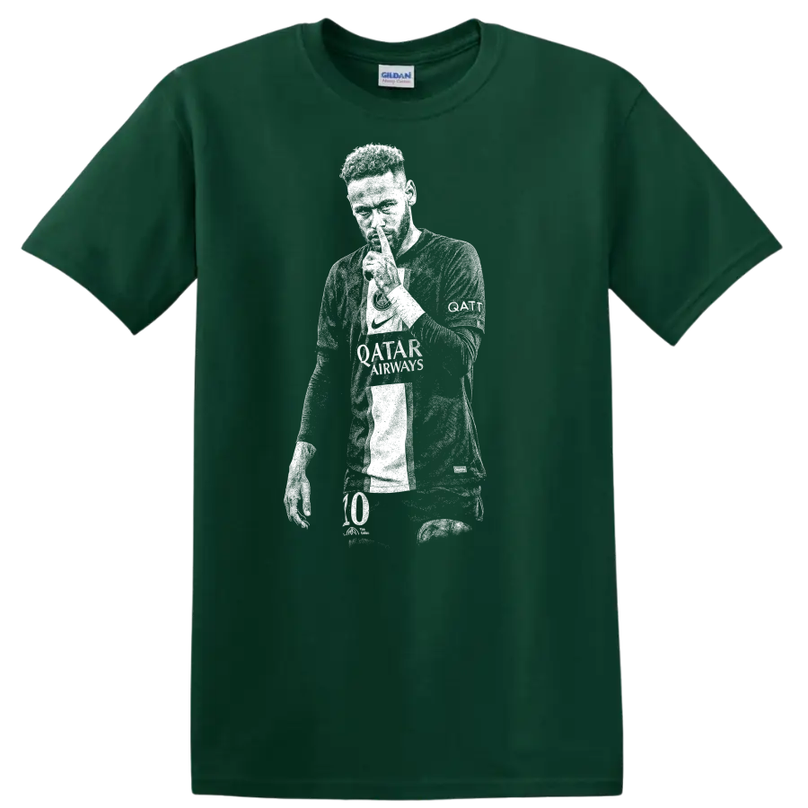 Retro soccer player portrait silhouette design inspired by Neymar Jr. T - Forest Green