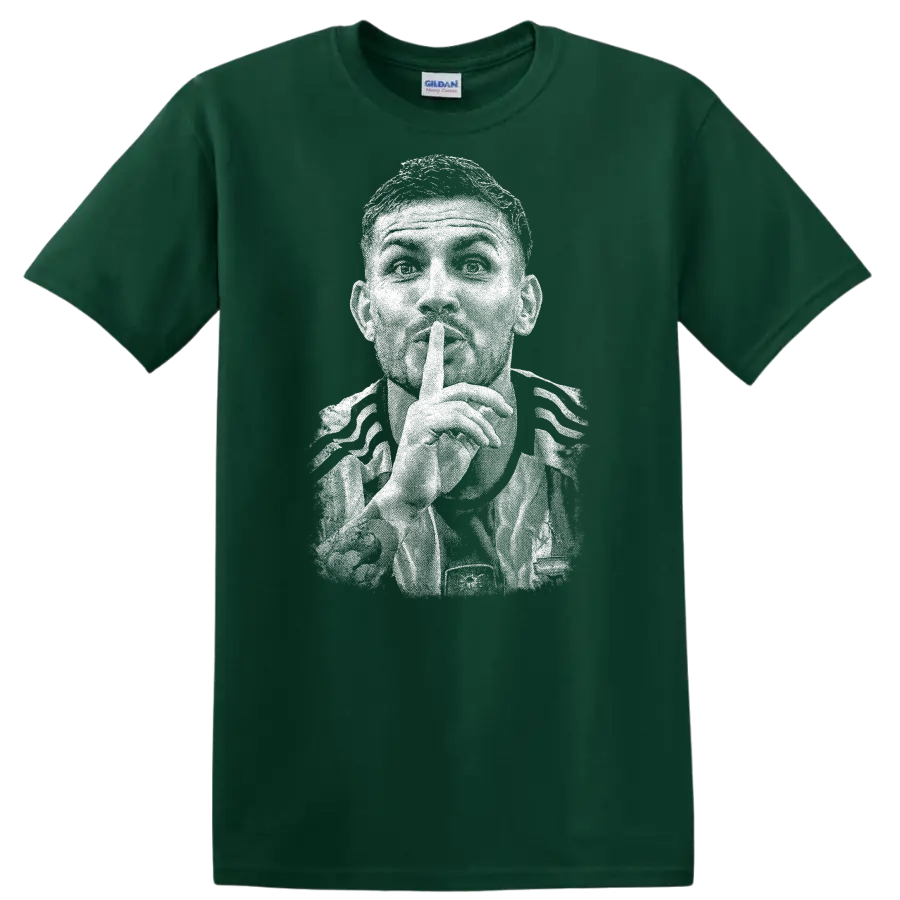 Retro soccer player portrait of Leandro Paredes on T - Forest Green