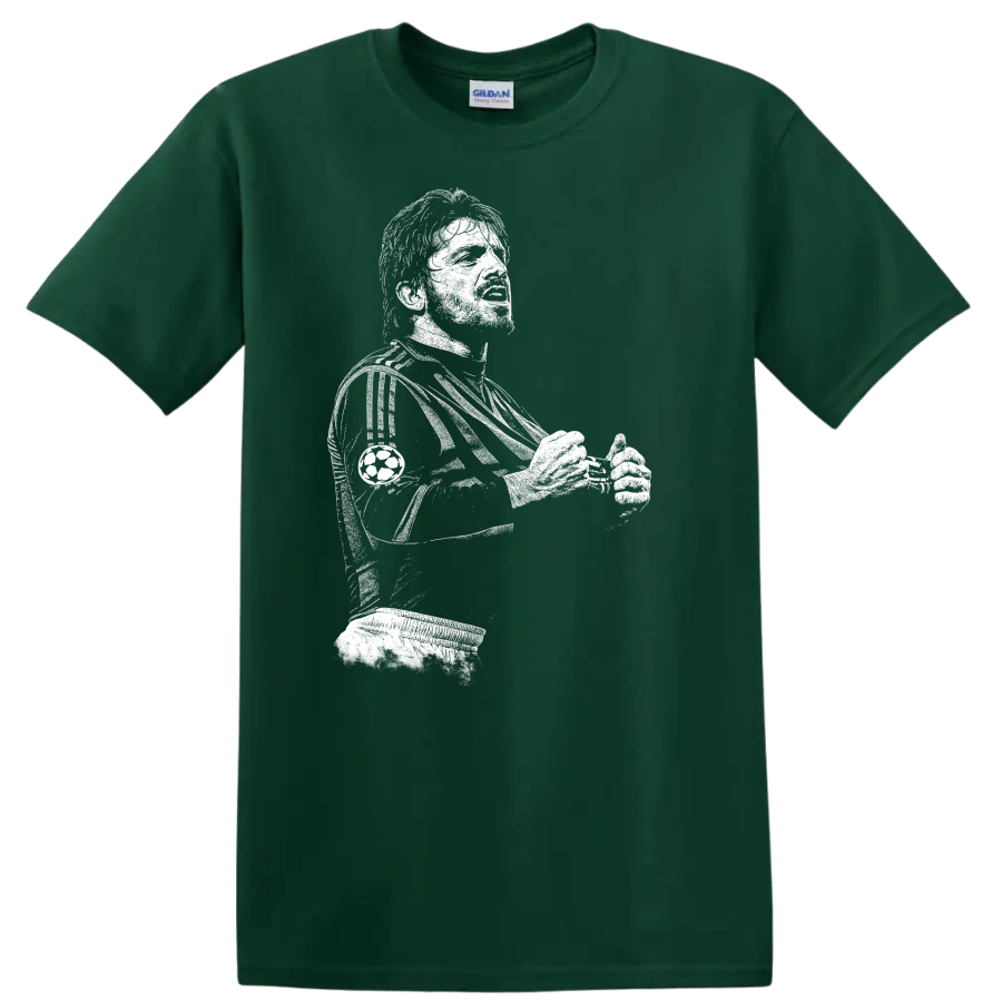 Retro black and white pixel portrait of Gennaro Gattuso soccer legend T - Forest Green