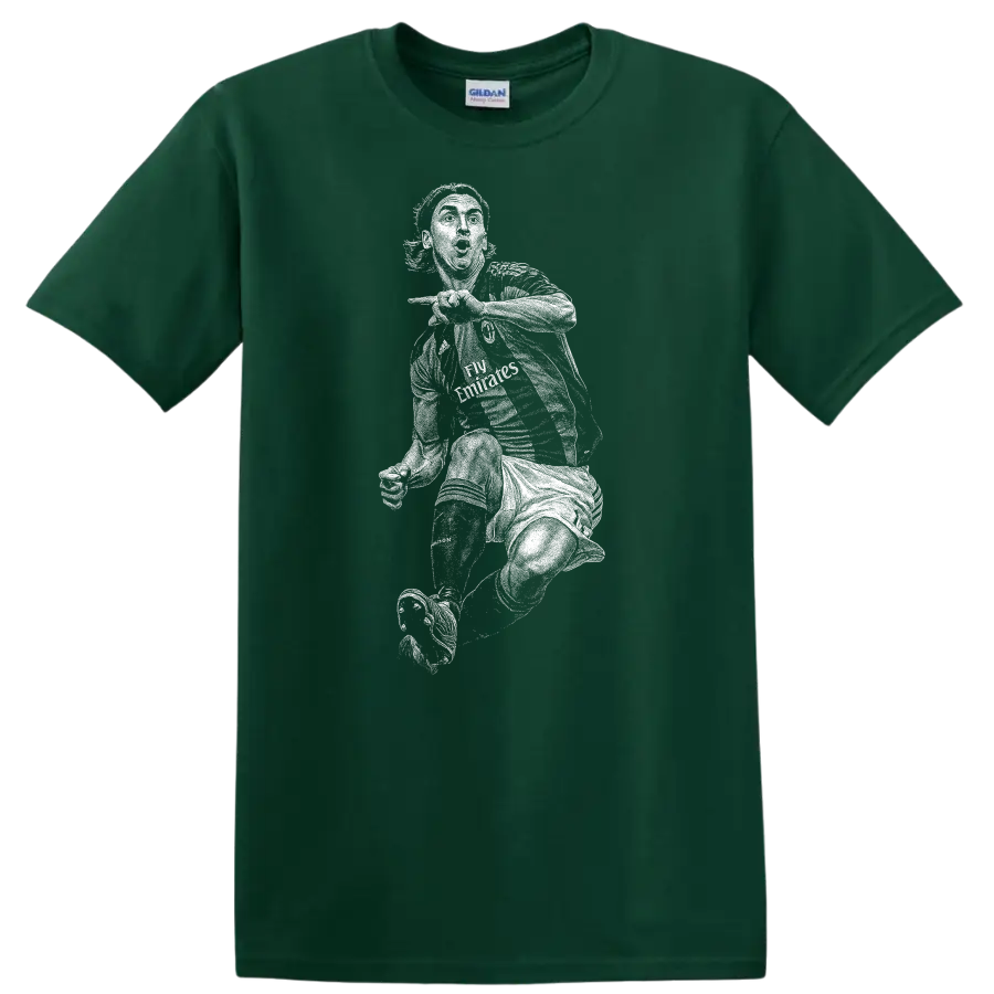 Retro soccer portrait of Zlatan Ibrahimović style graphic T - Forest Green