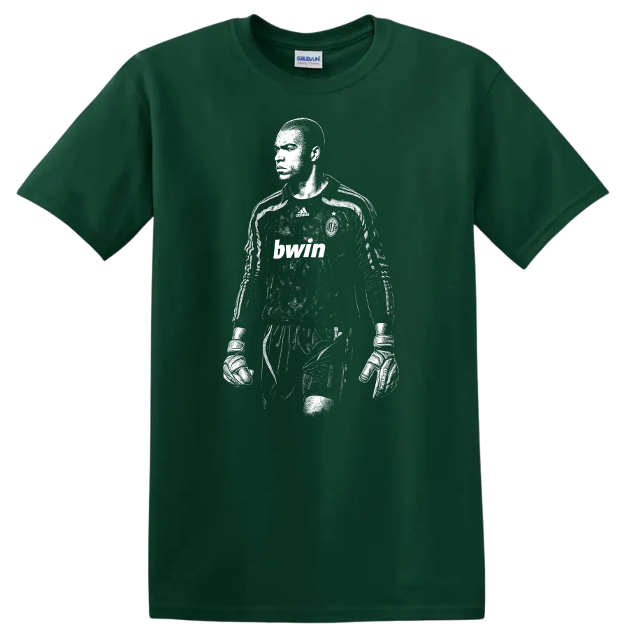 Black and white retro soccer portrait of Nelson de Jesus Silva T - Forest Green