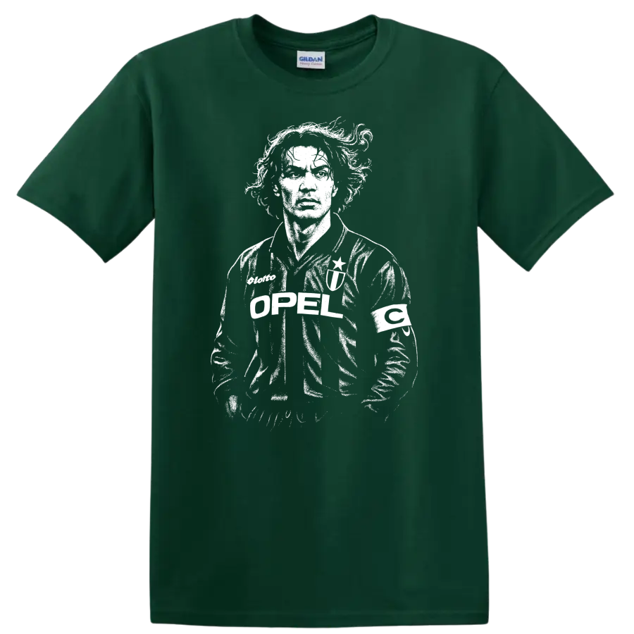 Retro soccer player portrait in vintage legend style T - Forest Green
