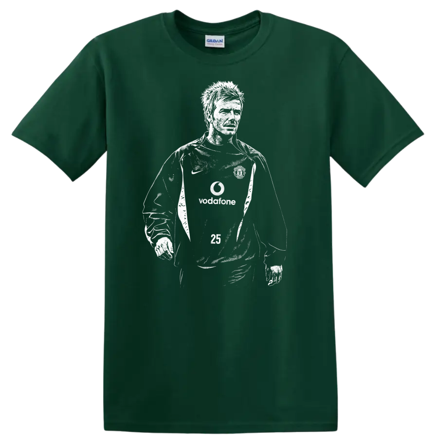 Black and white retro soccer player portrait graphic - Forest Green