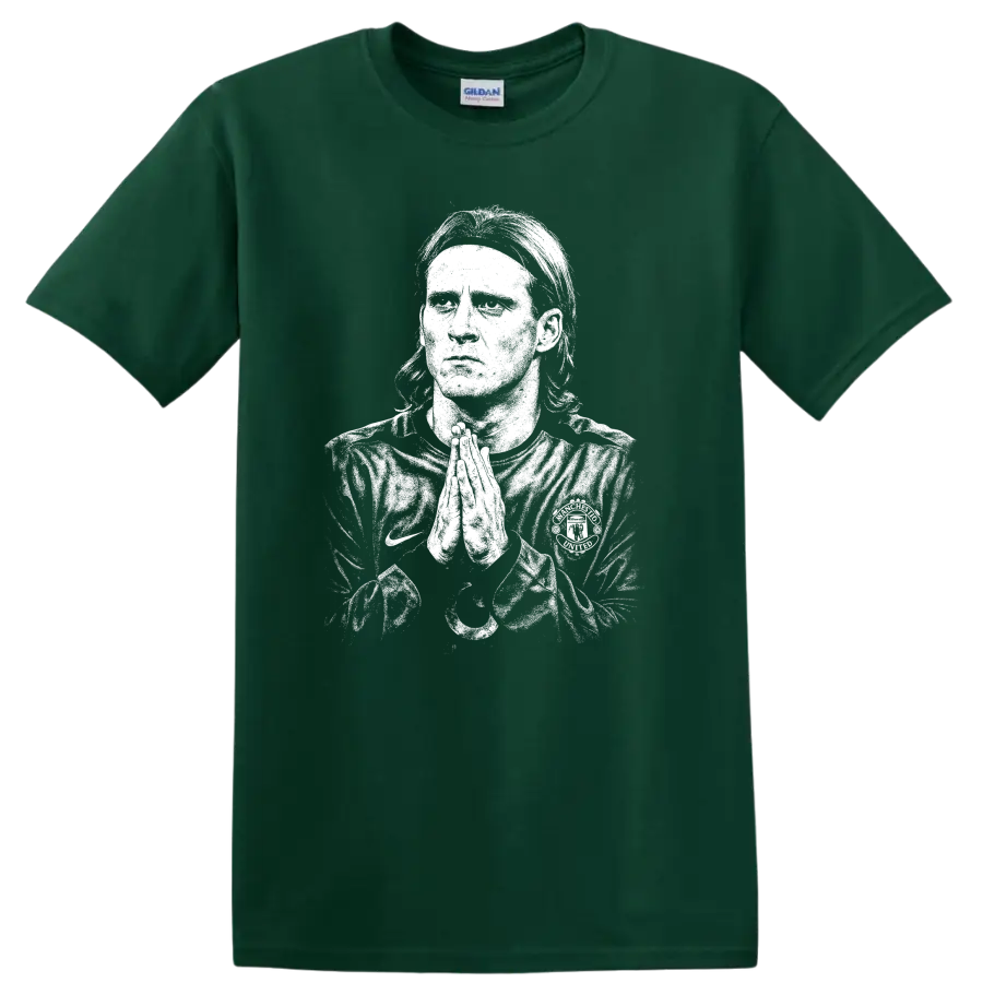 Retro soccer portrait graphic of Diego Forlán legend style on T - Forest Green