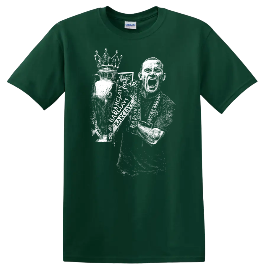 Retro soccer player portrait style graphic inspired by Wayne Rooney on a T - Forest Green