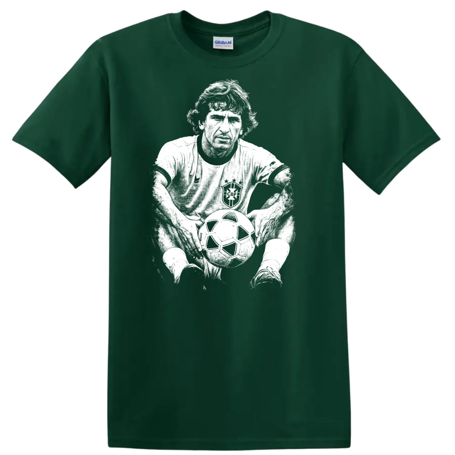 Retro soccer legend portrait style graphic inspired by Arthur Antunes Coimbra on a T - Forest Green