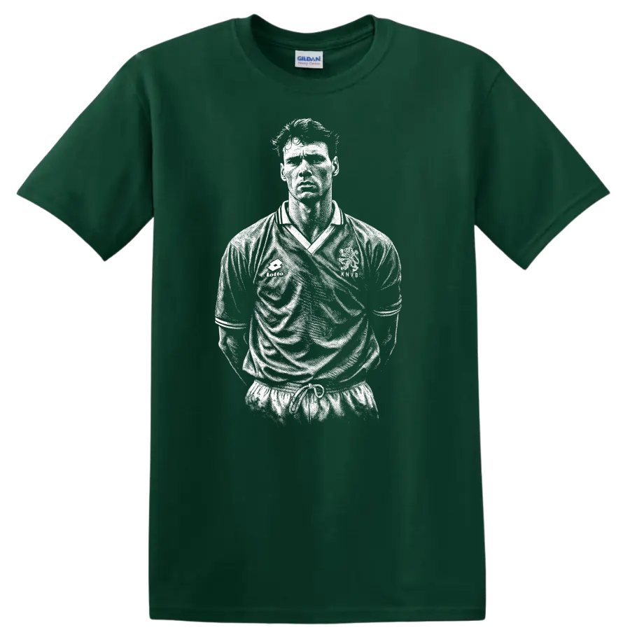 Retro black and white soccer portrait of Marco van Basten T - Forest Green