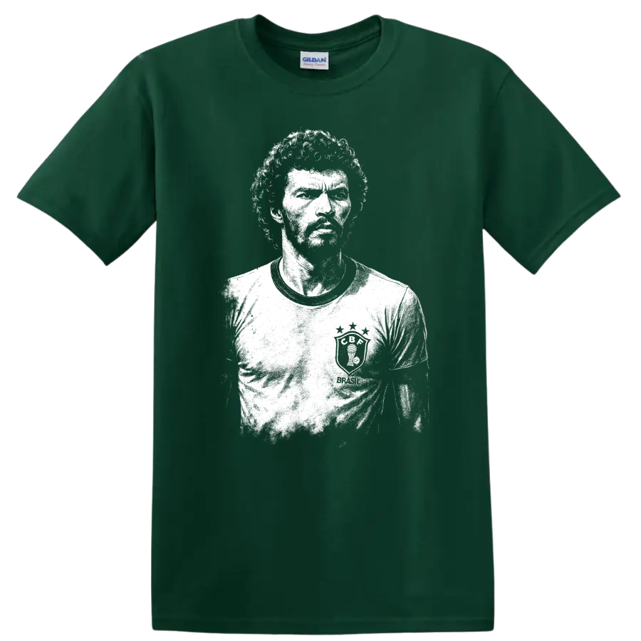 Retro black and white portrait of Sócrates Brasileiro T Shirt - Forest Green