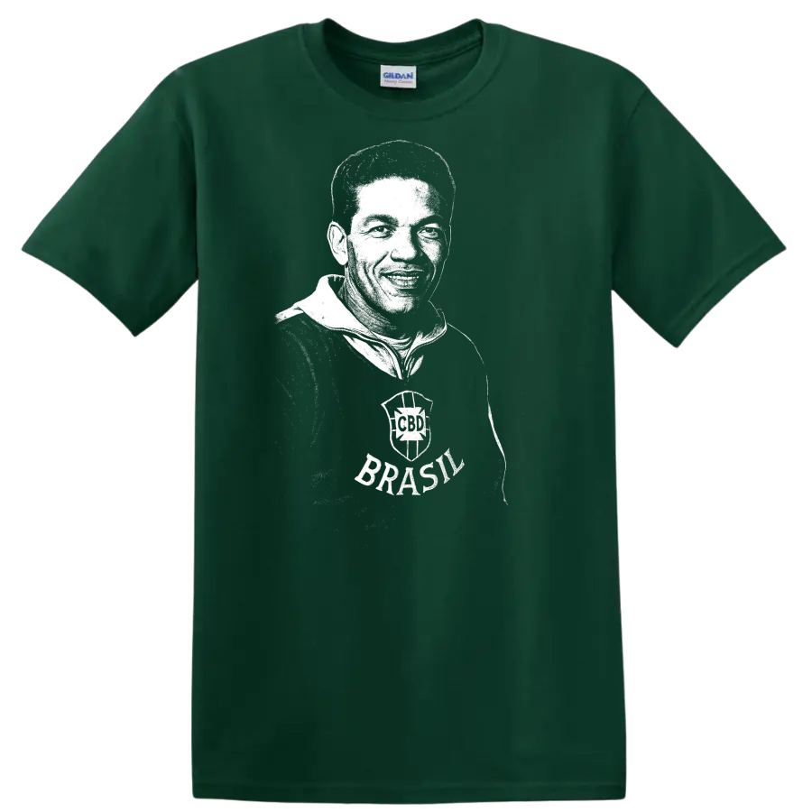 Black and white retro soccer legend portrait graphic T - Forest Green