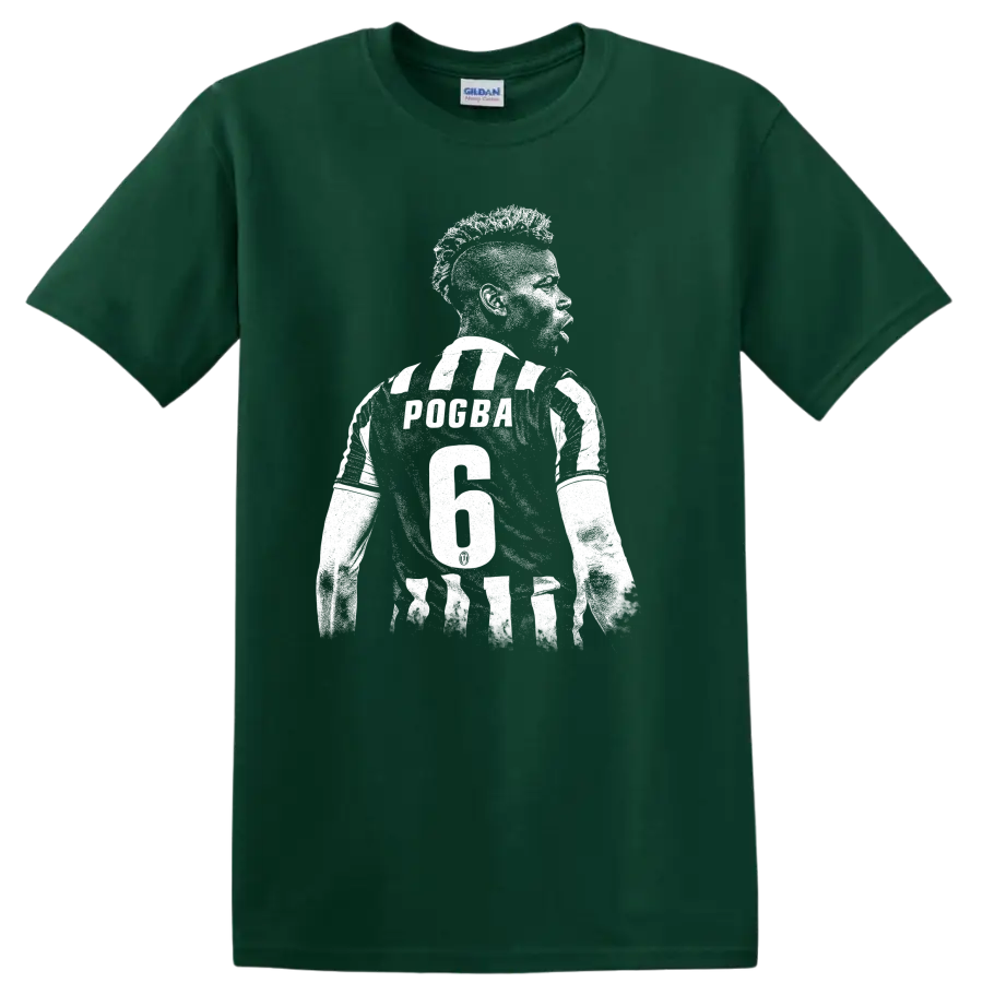 Black and white retro soccer portrait graphic inspired by Paul Pogba T - Forest Green