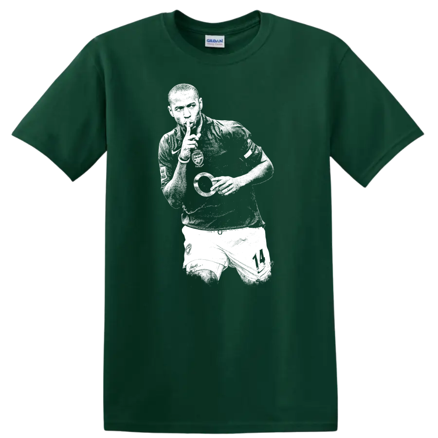 Retro soccer legend portrait style Thierry Henry T Shirt - Forest Green
