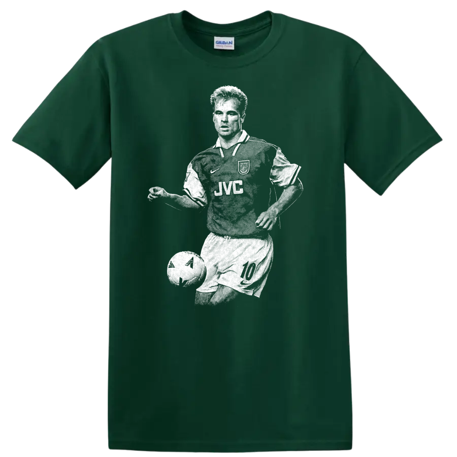 Retro soccer player portrait of Dennis Bergkamp on T - Forest Green