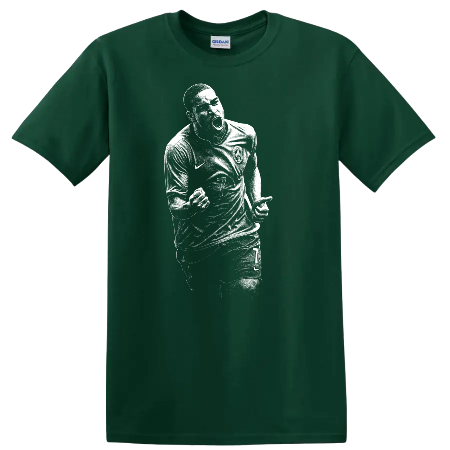Retro soccer portrait of Adriano Leite Ribeiro style graphic T - Forest Green