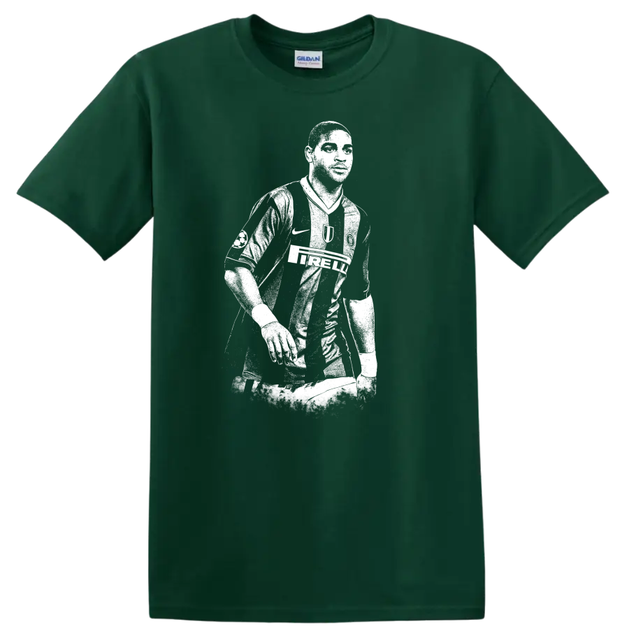 Retro soccer legend portrait silhouette style T Shirt featuring Adriano Leite - Forest Green