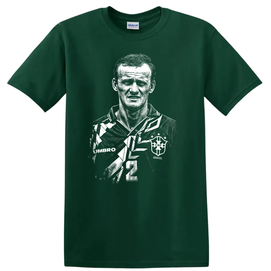 Black and white retro soccer portrait of Cláudio Taffarel T-shirt - Forest Green