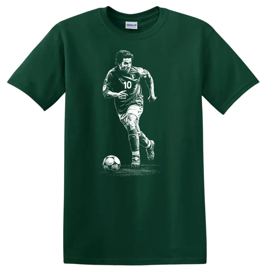 Black and white retro soccer portrait of Alessandro Del Piero T Shirt - Forest Green