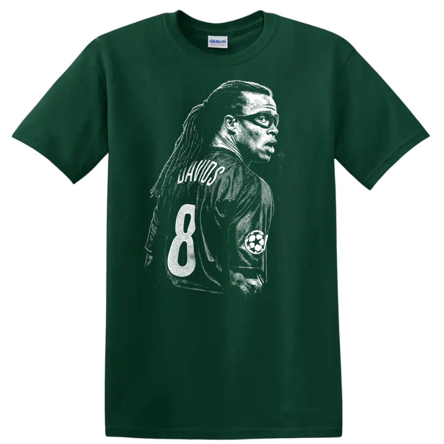Black and white retro soccer player portrait design T - Forest Green