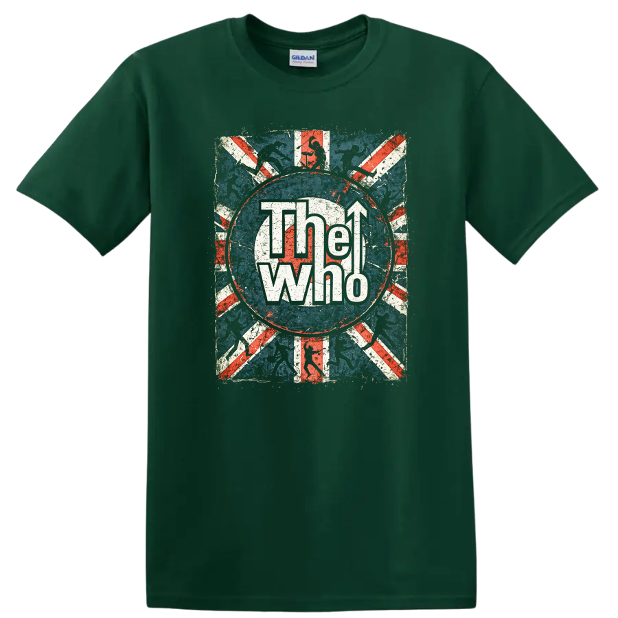 The Who Retro Rock Band Album Cover Style T Shirt - Forest Green