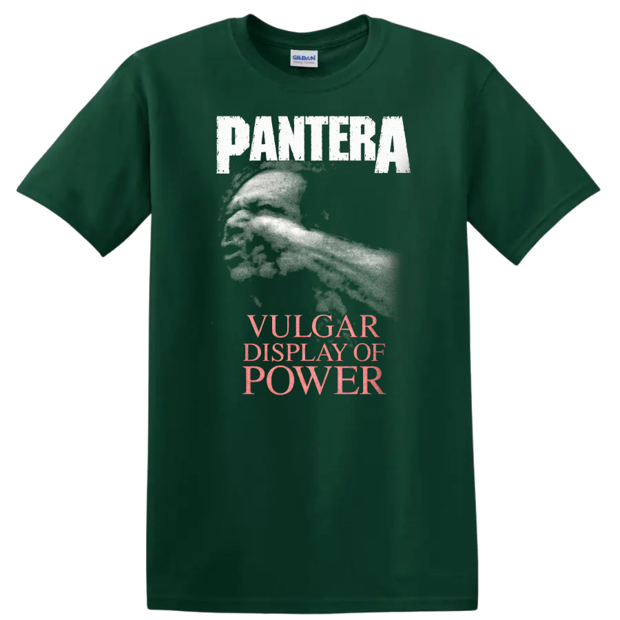 Pantera Vulgar Display of Power Heavy Metal Album Cover T Shirt - Forest Green