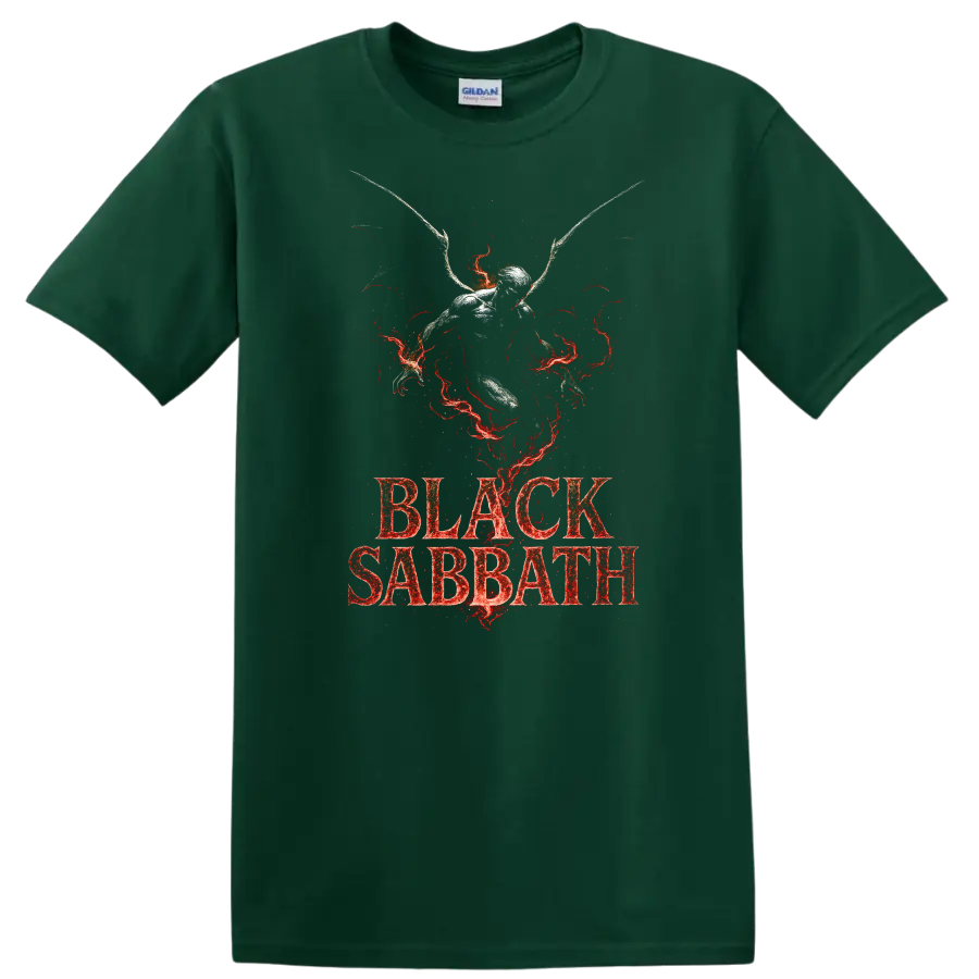Black Sabbath Heavy Metal Legend Style T Shirt Retro Rock Graphic - Forest Green
