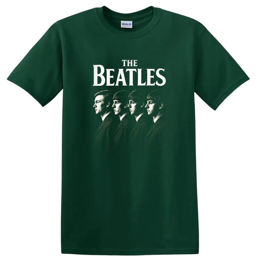 The Beatles Retro Rock Album Cover Style T Shirt - Forest Green