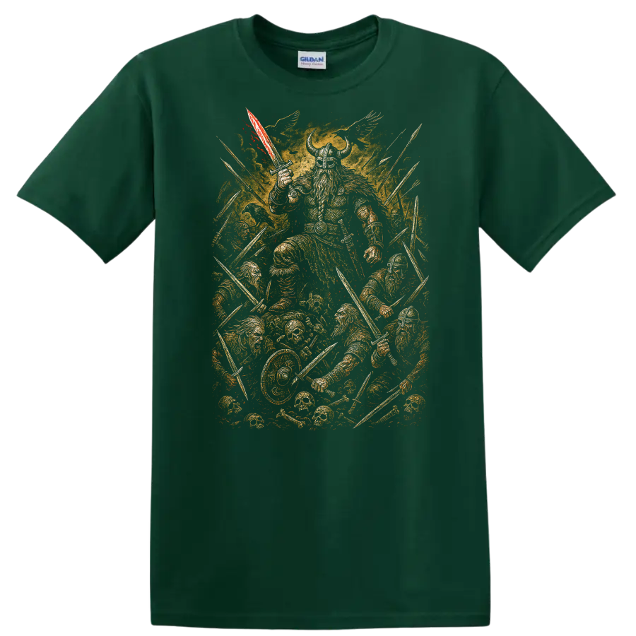 Retro Heavy Metal Warrior T Shirt Vintage Rock Album Cover Style - Forest Green