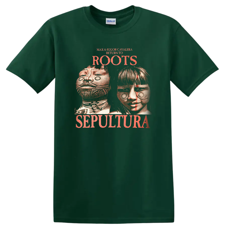 Max & Igor Cavalera Roots Sepultura Retro Metal Band T Shirt - Forest Green