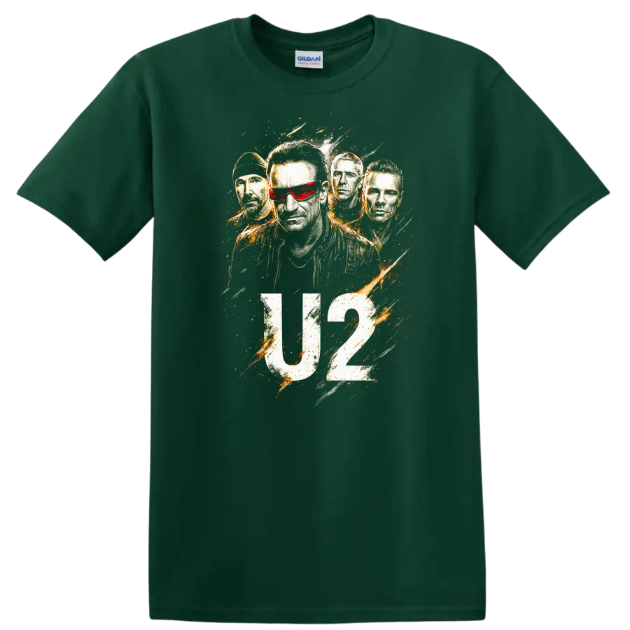 U2 Retro Rock Heavy Metal Album Cover Legend Style T Shirt - Forest Green