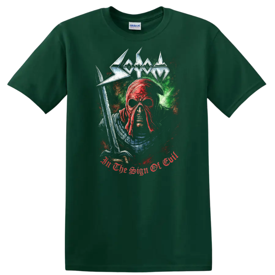 Retro Heavy Metal Skull Band Style T Shirt Gothic Rock Legend Art - Forest Green