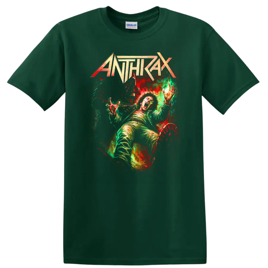 Anthrax Retro Heavy Metal Album Cover Legend T Shirt - Forest Green